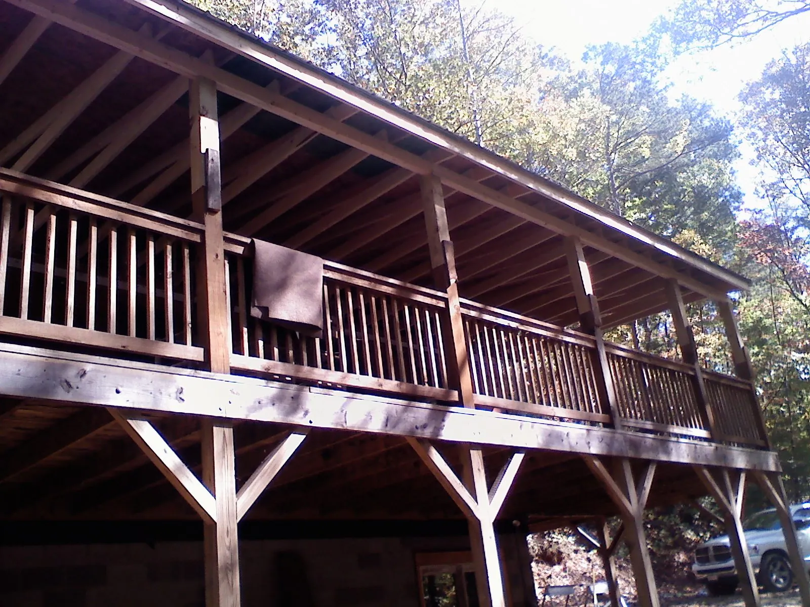 Timber framing under a new elevated porch and deck — Roof Leak Repair in Wanette by Roofing Brothers